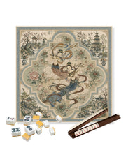 Premsons® Dance of the Apsaras Mahjong Table Mat – Premium Anti-Slip Square Gaming & Decorative Mat - 23 x 23 inch - Versatile Non-Slip Play Surface
