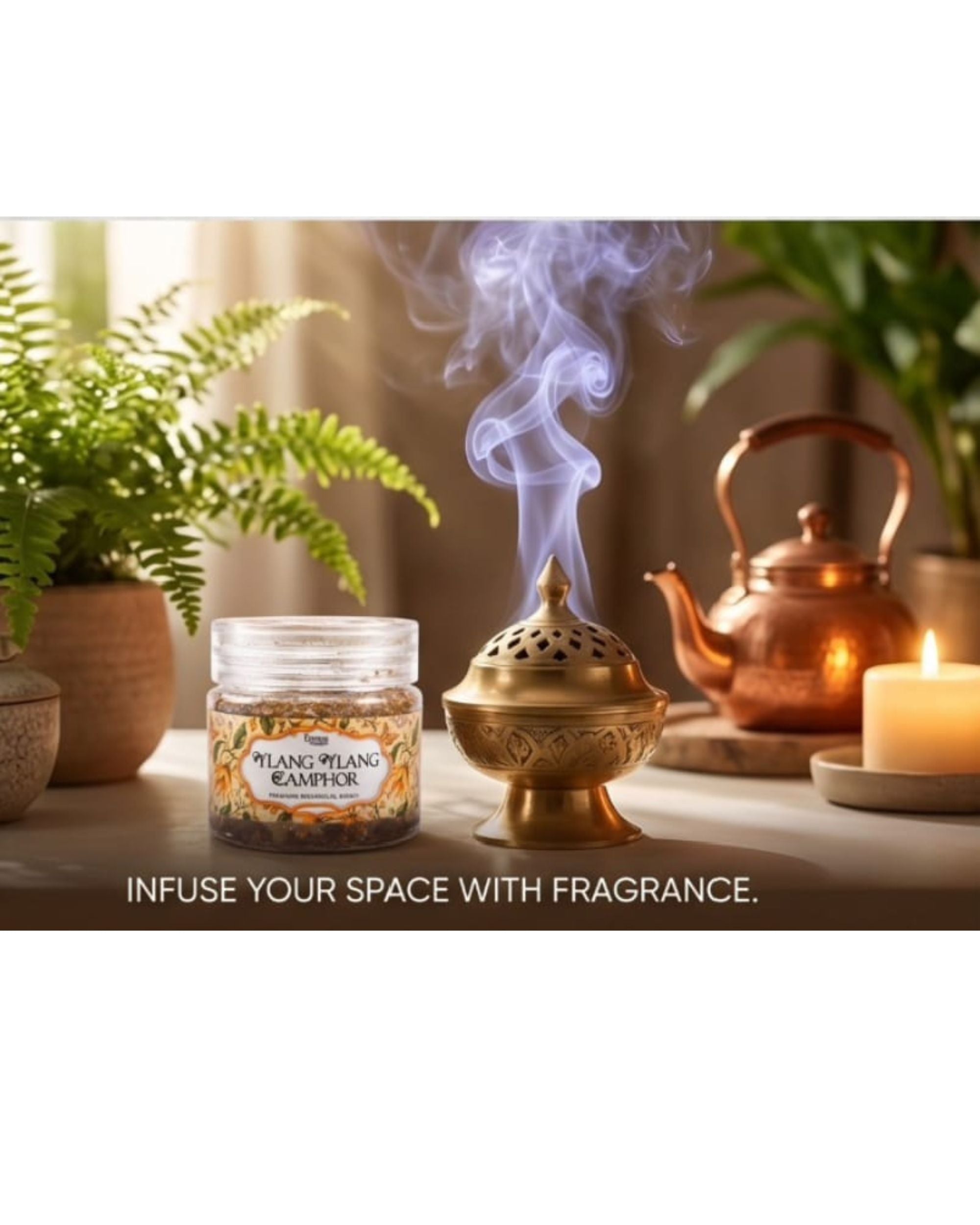 Eternia® Ylang Ylang Camphor Fragrant Botanical Blend | Luxury Floral Aroma Jar for Wardrobe, Bathroom, Home & Office Freshness