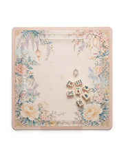 Premsons® Delicate Florals Mahjong Mat – Luxury Padded Mahjong Table Cover with Vintage Peony, Wisteria & Lantern Garden Design, Foldable Non-Slip Gaming Surface