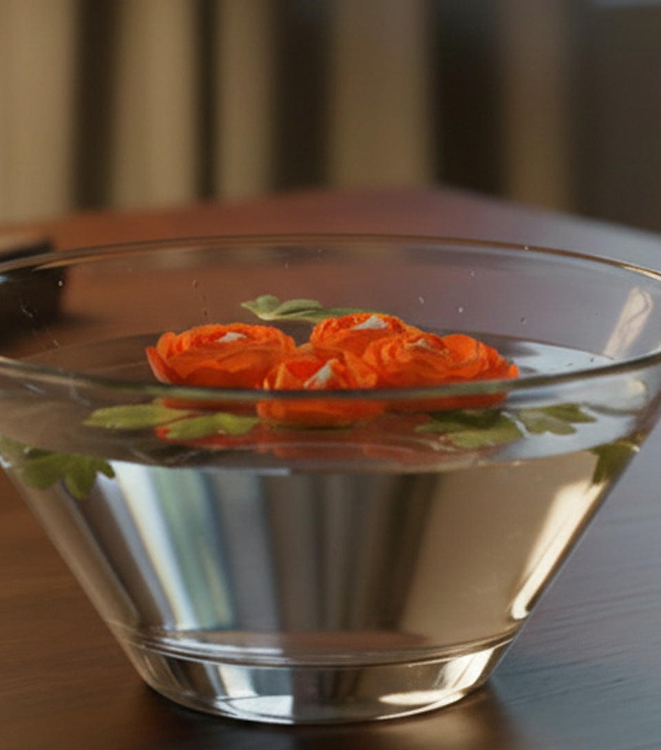 Premsons® Decorative Floating Ranunculus Flowers (4FLS & 3LVS) with Tape – Elegant Home & Event Decoration (Pack of 4)