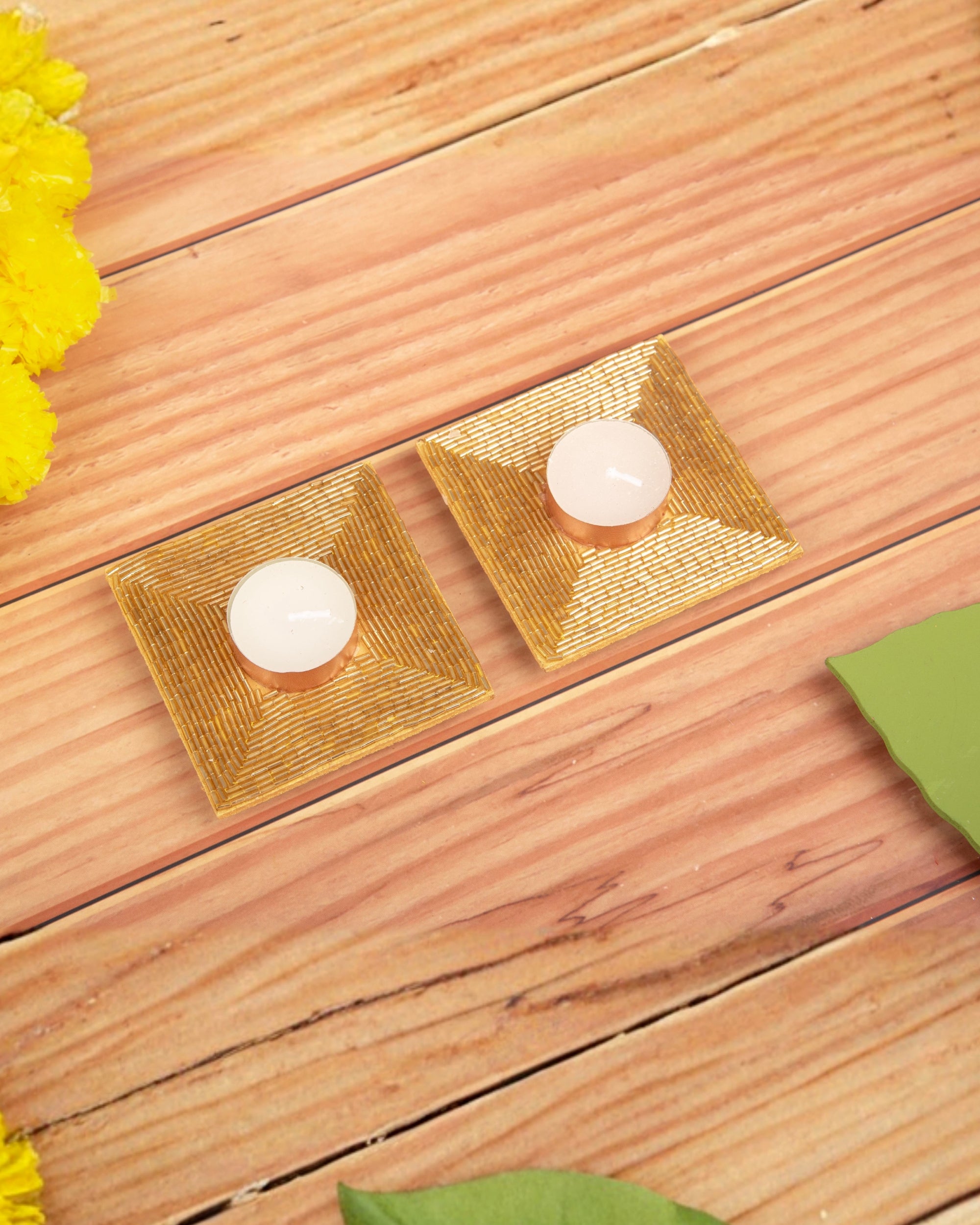 Premsons® Golden Square Wax Diya | Handcrafted Festival Diyas for Diwali, Puja & Home Décor