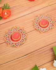 Premsons® Decorative Wax Diya – Red | Handcrafted Festival Diyas for Diwali, Puja & Home Décor (Set of 2)