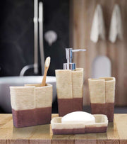 Premsons® Dune Bathroom Accessories Set of 4 – Dispenser, Soap Tray, Cup & Brush Stand – Durable Polyresin Finish