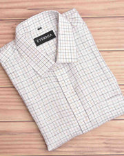 Eternia® Classic Men’s Linen Shirt – Premium Comfort for Every Season - White Checkered Pattern