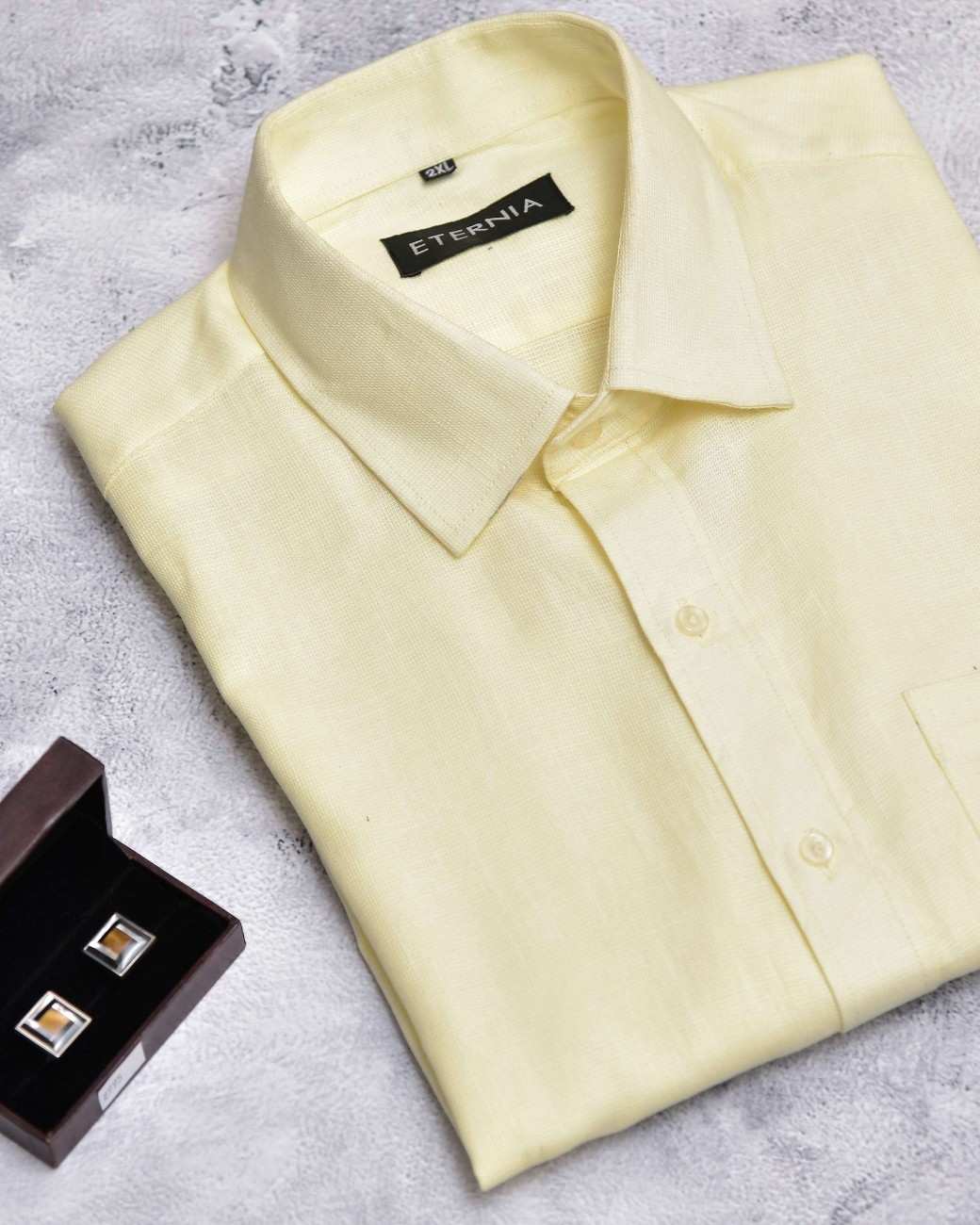 Eternia® Classic Men’s Linen Shirt – Premium Comfort for Every Season - Butter Yellow