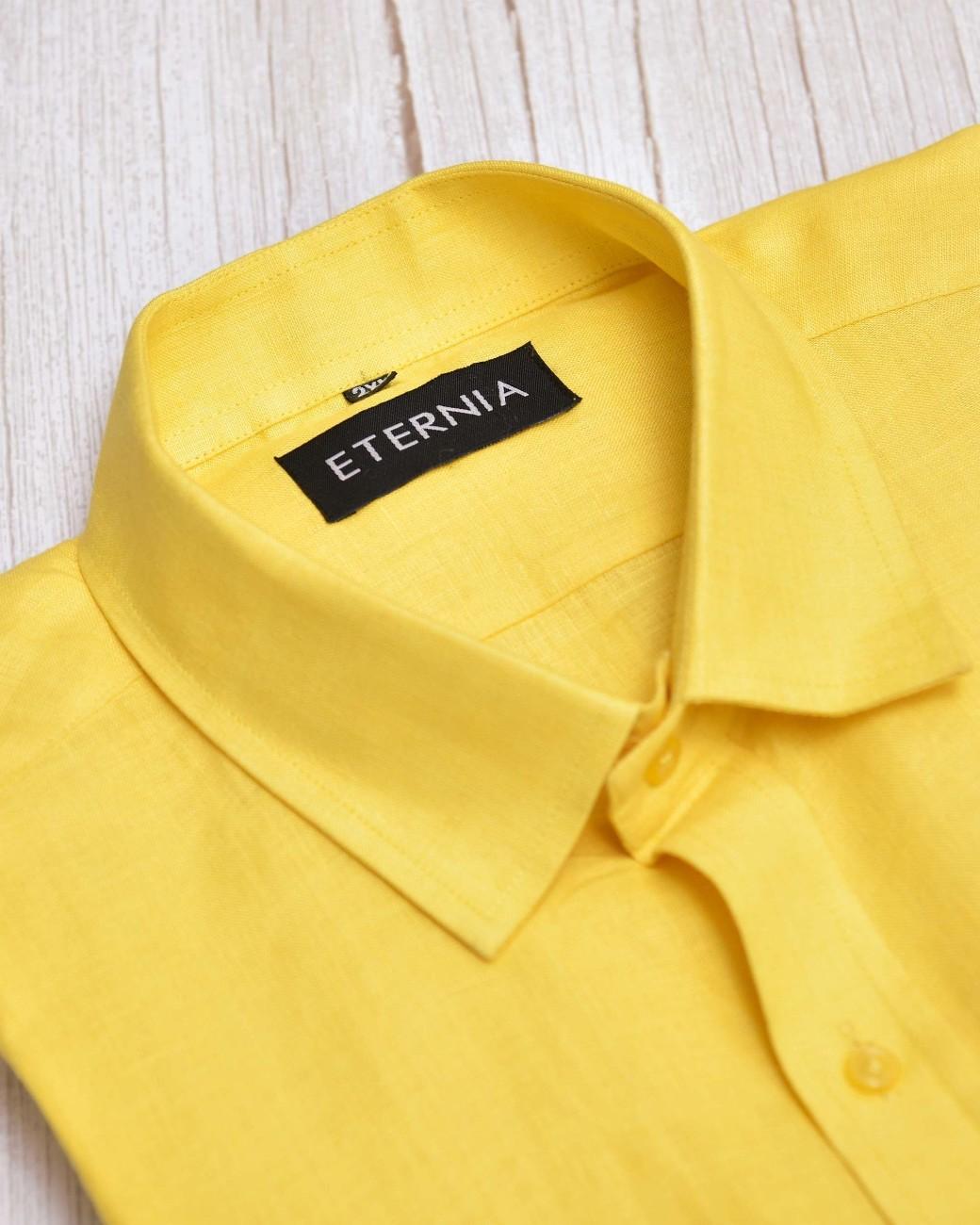Eternia® Classic Men’s Linen Shirt – Premium Comfort for Every Season - Yellow