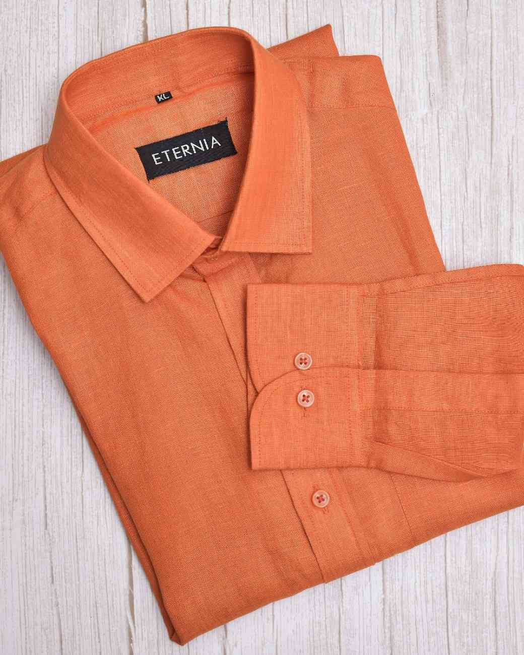 Eternia® Classic Men’s Linen Shirt – Premium Comfort for Every Season - Orange