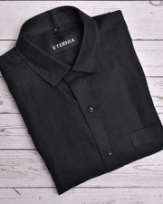 Eternia® Classic Men’s Linen Shirt – Premium Comfort for Every Season - Black