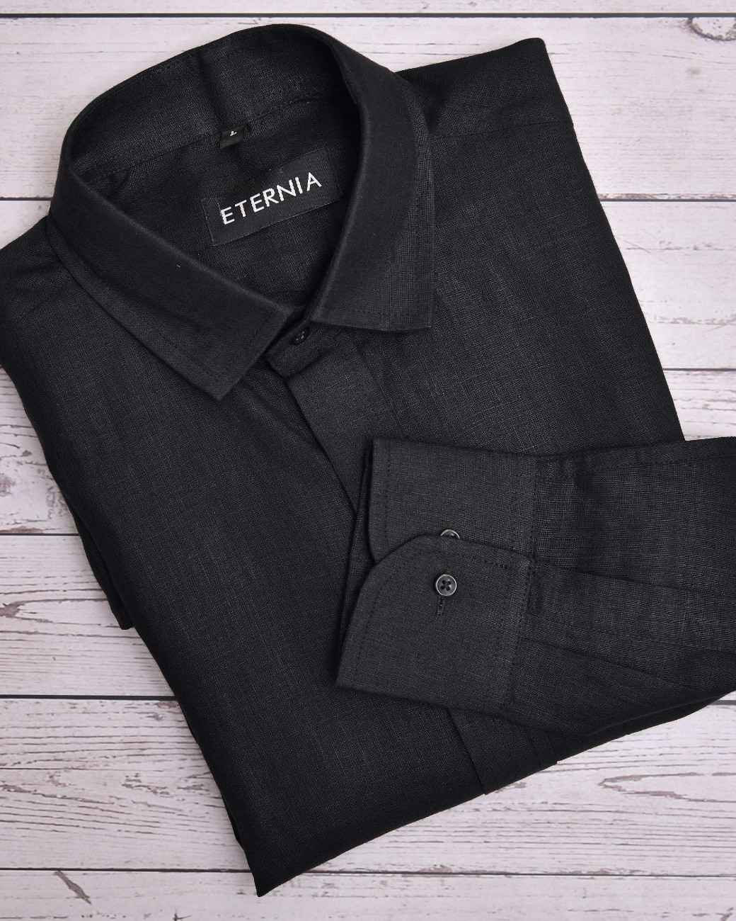 Eternia® Classic Men’s Linen Shirt – Premium Comfort for Every Season - Black
