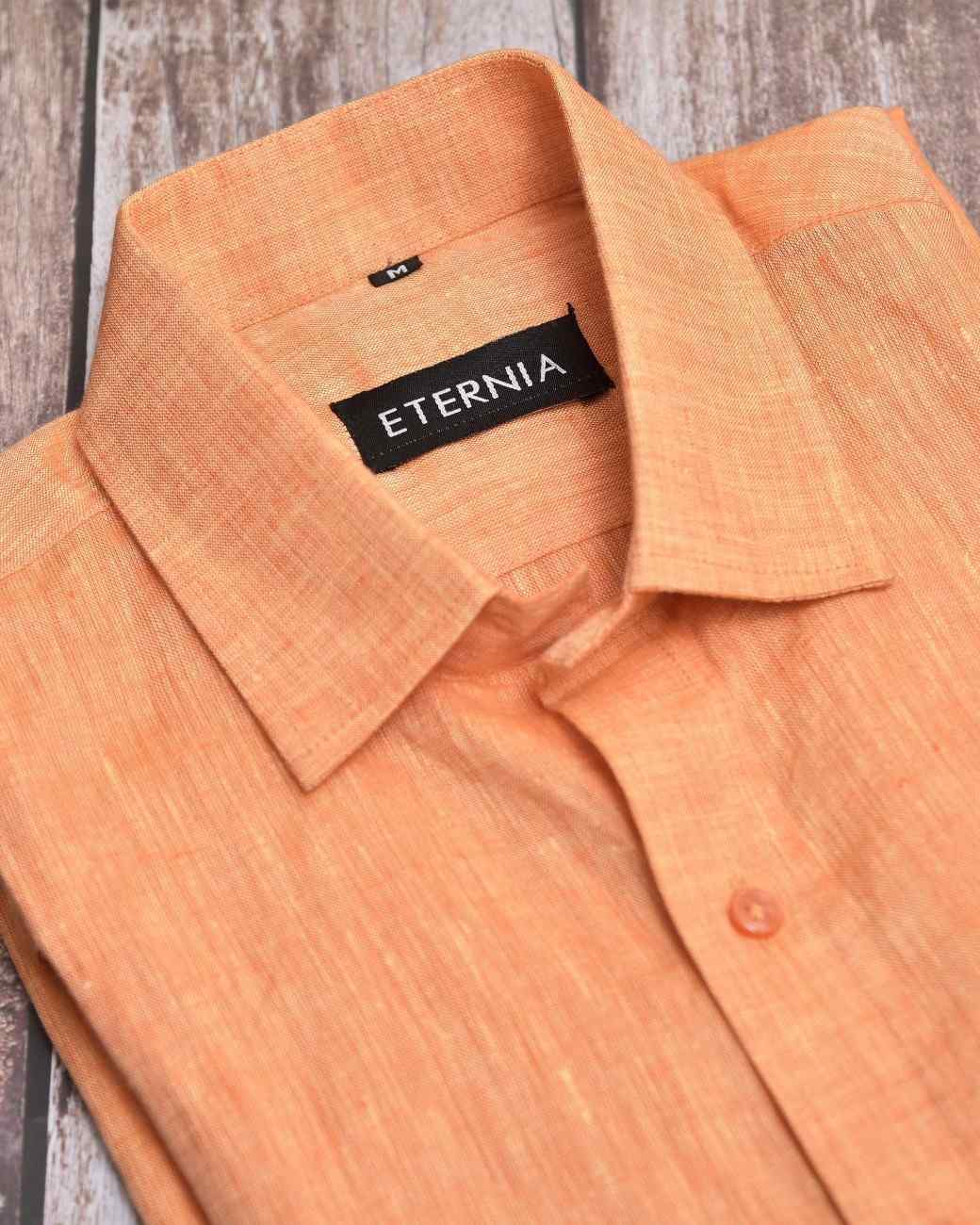 Eternia® Classic Men’s Linen Shirt – Premium Comfort for Every Season - Light Orange