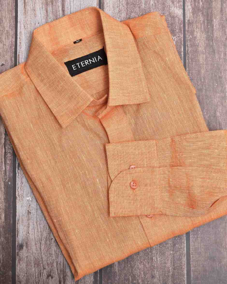 Eternia® Classic Men’s Linen Shirt – Premium Comfort for Every Season - Light Orange
