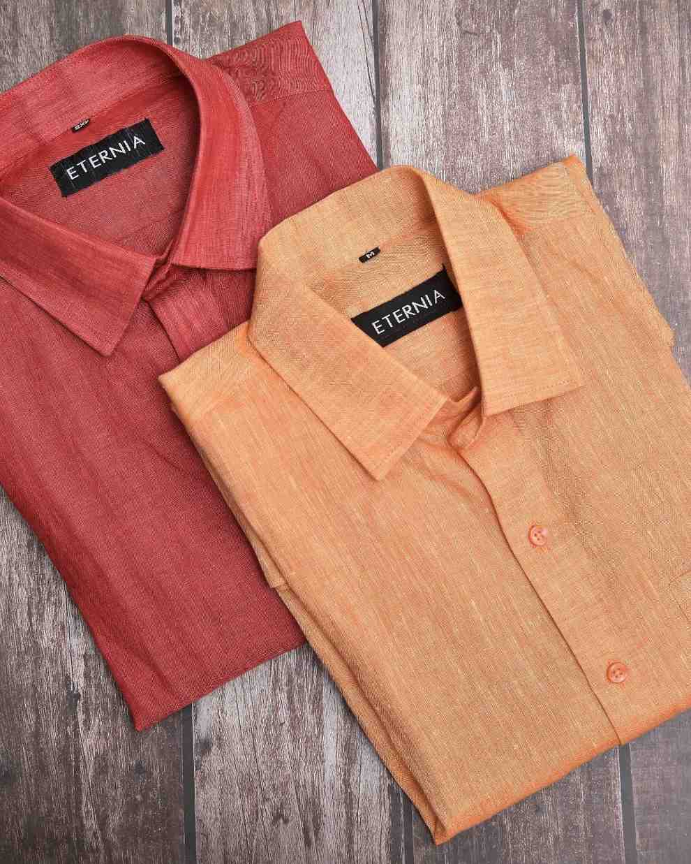 Eternia® Classic Men’s Linen Shirt – Premium Comfort for Every Season - Light Orange