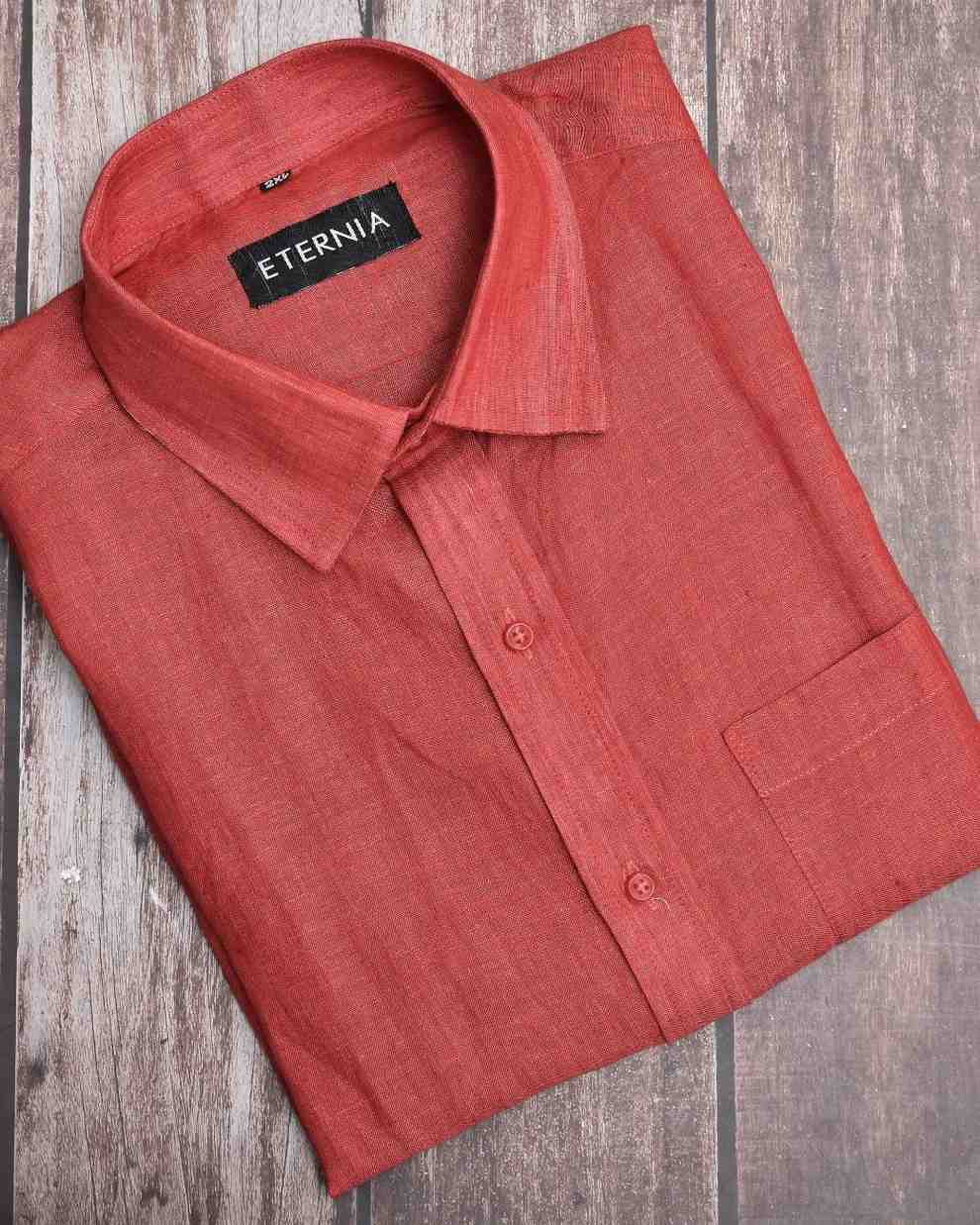 Eternia® Classic Men’s Linen Shirt – Premium Comfort for Every Season - Red