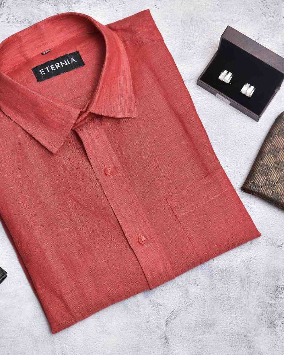 Eternia® Classic Men’s Linen Shirt – Premium Comfort for Every Season - Red