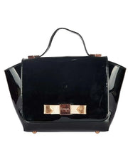Eternia® Trapeze Luxe Floral Handbag – Fashionable Water-Resistant Purse with Bold Silhouette, Sturdy Build & Detachable Strap - Black