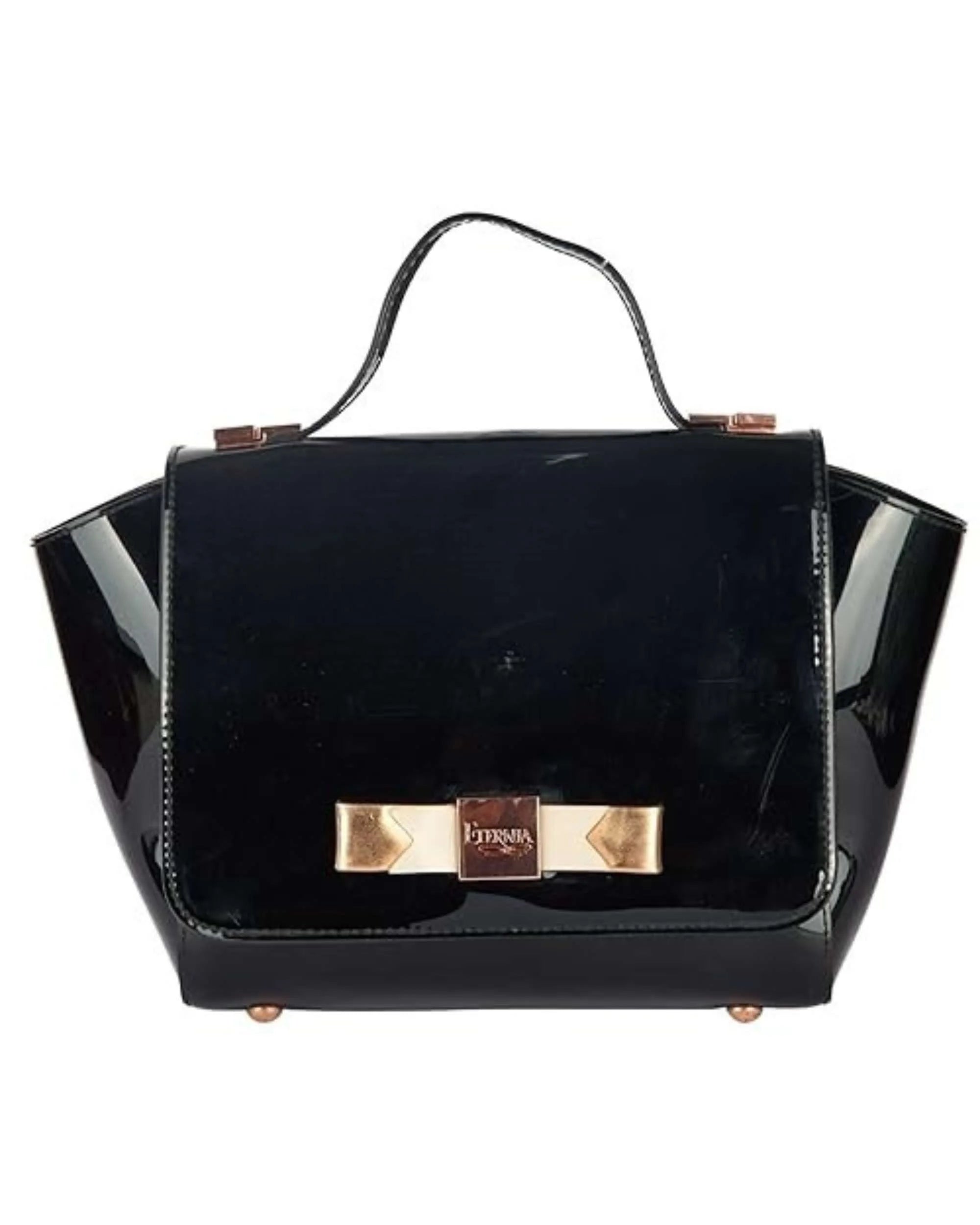 Eternia® Trapeze Luxe Floral Handbag – Fashionable Water-Resistant Purse with Bold Silhouette, Sturdy Build & Detachable Strap - Black