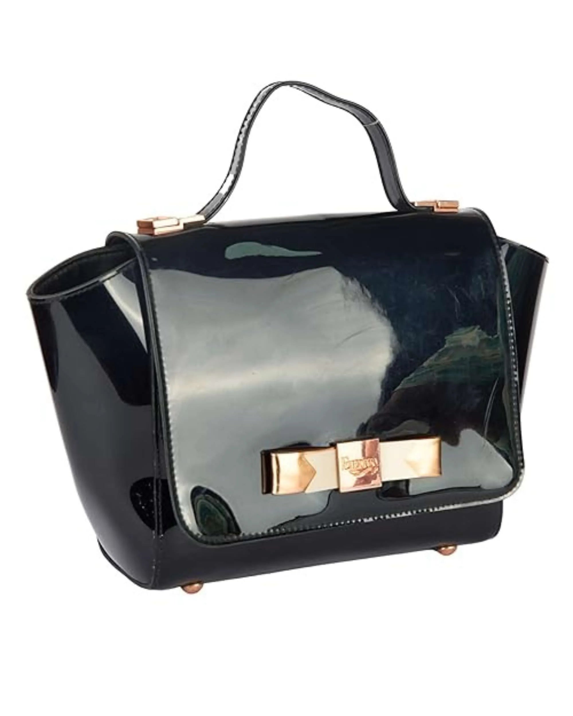 Eternia® Trapeze Luxe Floral Handbag – Fashionable Water-Resistant Purse with Bold Silhouette, Sturdy Build & Detachable Strap - Black