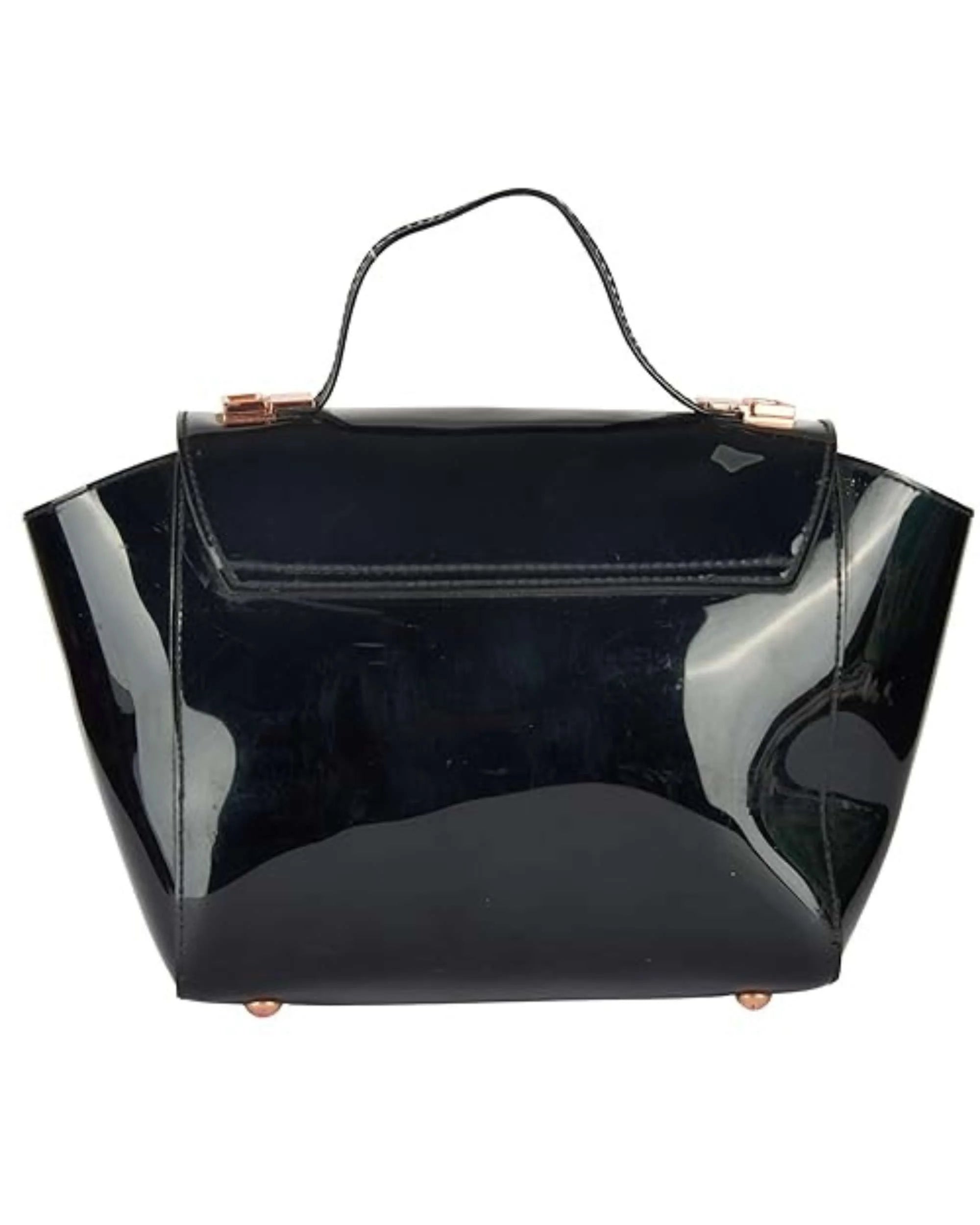 Eternia® Trapeze Luxe Floral Handbag – Fashionable Water-Resistant Purse with Bold Silhouette, Sturdy Build & Detachable Strap - Black