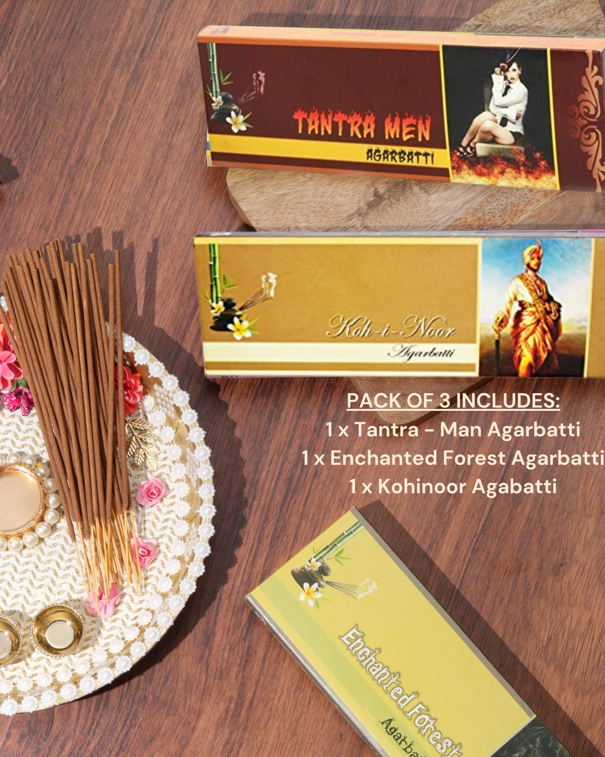 Eternia® Earthy Wonders Luxury Burning Incense Sticks Set | Long-Lasting Aromatic Agarbatti with Soothing & Natural Fragrances | Pack of 3