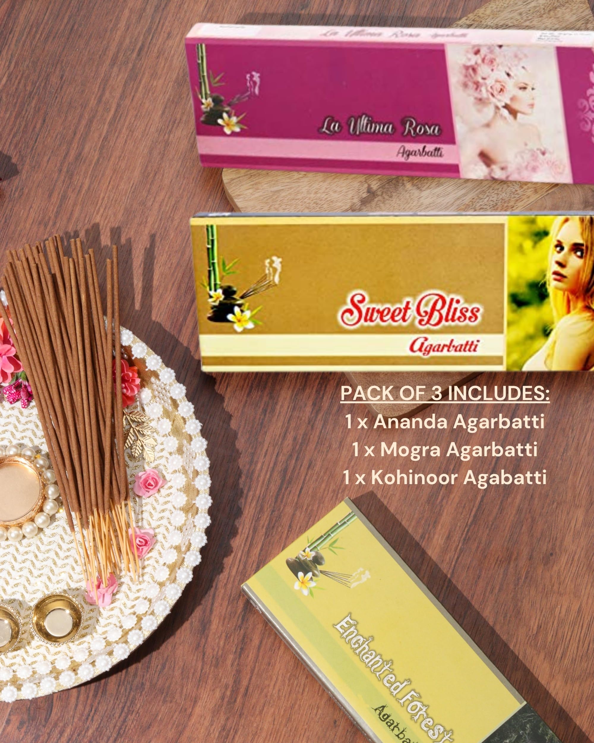 Eternia® Romantic Glow Luxury Burning Incense Sticks Set | Long-Lasting Aromatic Agarbatti for Soothing & Enchanting Fragrances | for Men & Women | Pack of 3