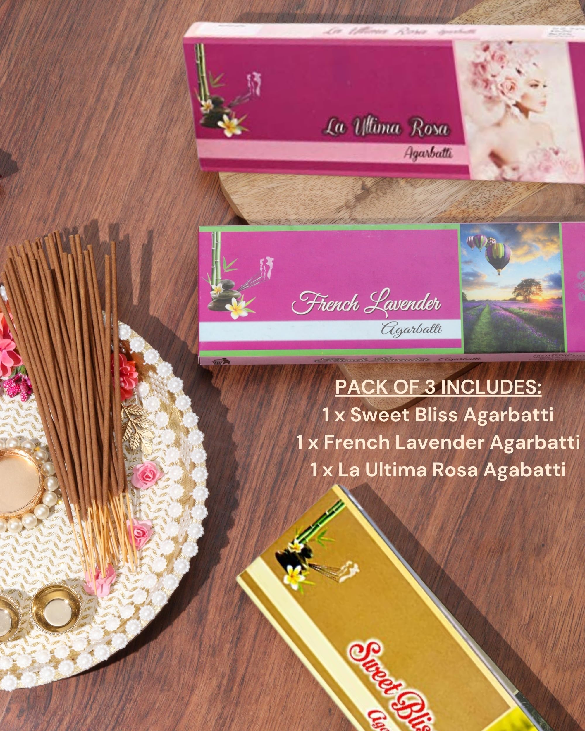 Eternia® Zen Escape Luxury Burning Incense Sticks Set | Long-Lasting Aromatic Agarbatti for Soothing & Relaxing Fragrances | for Men & Women | Pack of 3