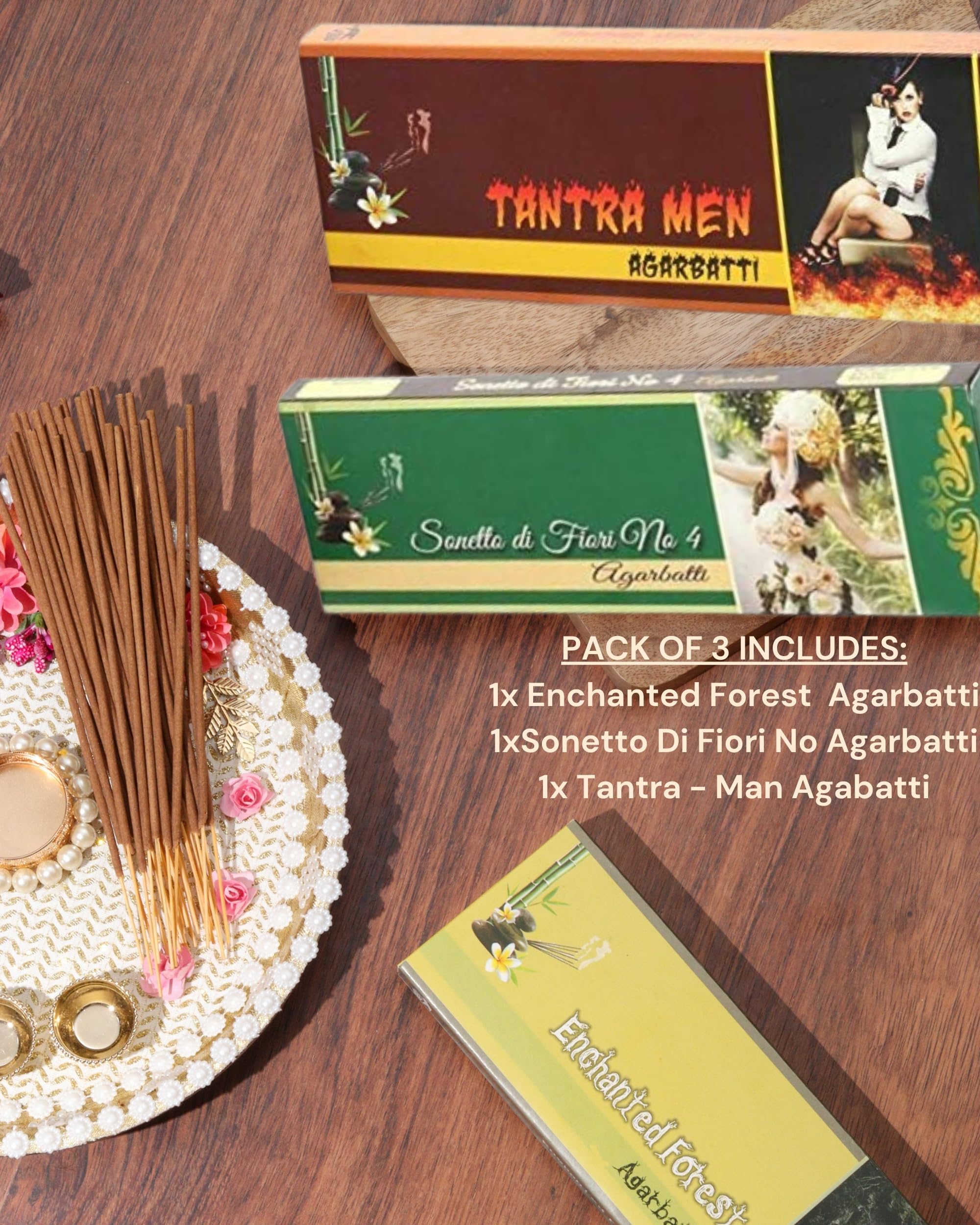 Eternia® Forest Mystique Luxury Burning Incense Sticks Set | Long-Lasting Aromatic Agarbatti for Soothing & Refreshing Fragrances | for Men & Women | Pack of 3