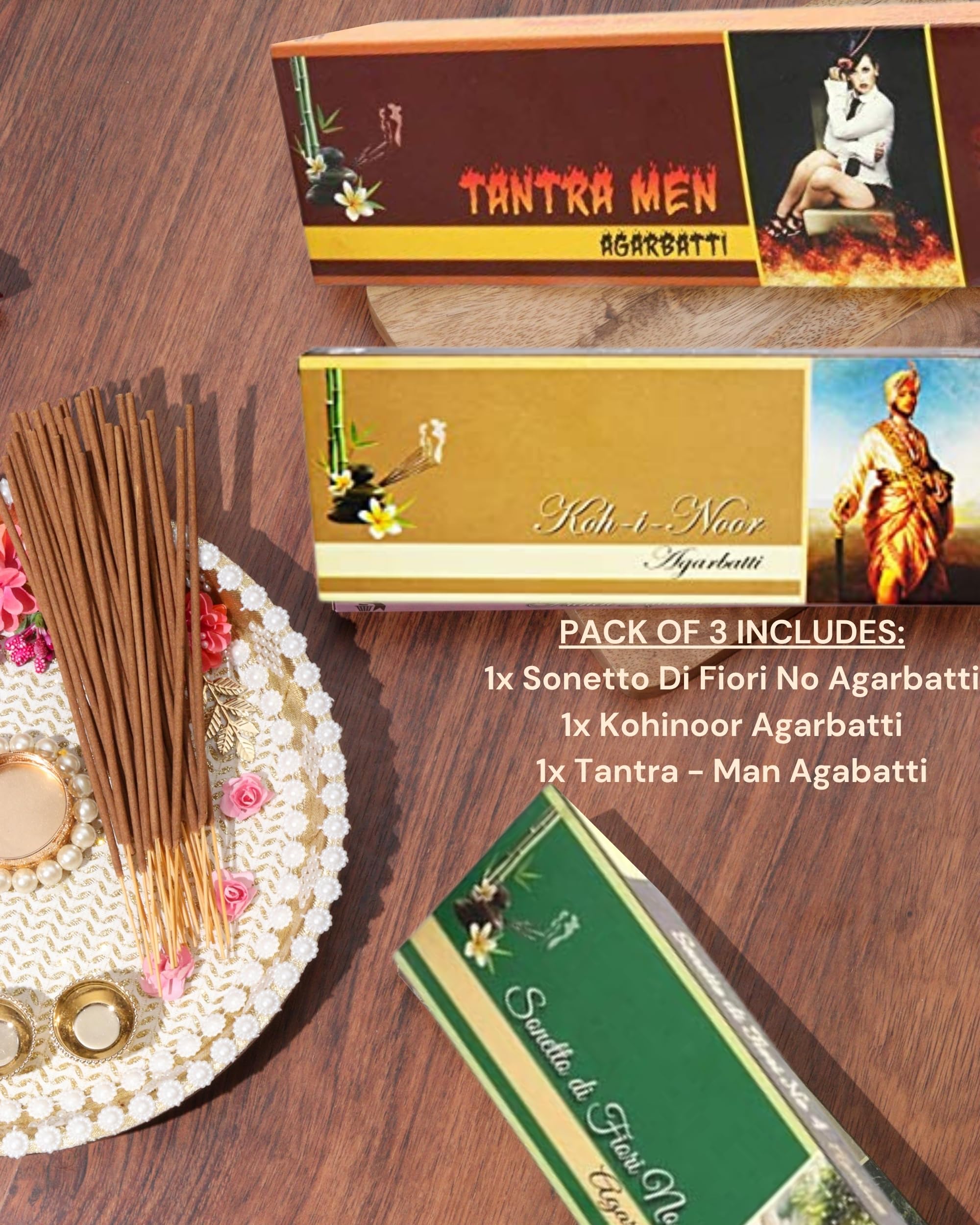 Eternia® Royal Elegance Luxury Burning Incense Sticks Set | Long-Lasting Aromatic Agarbatti for Soothing Fragrances | Pack of 3