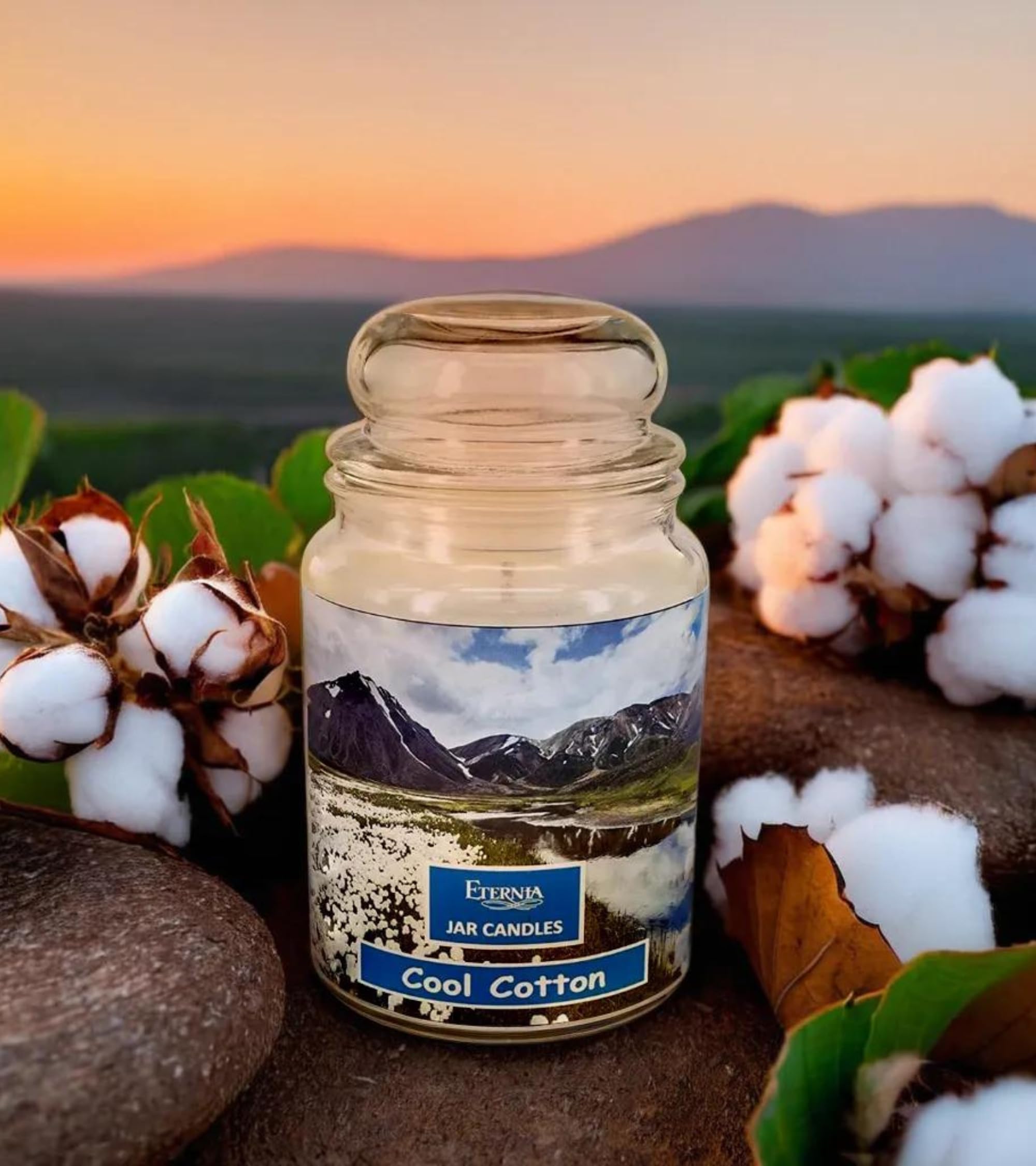 Eternia® Cool Cotton Scented Jar Candle – Clean Fresh Linen-Inspired Aroma in Glass Jar for Bedroom, Office, or Spa