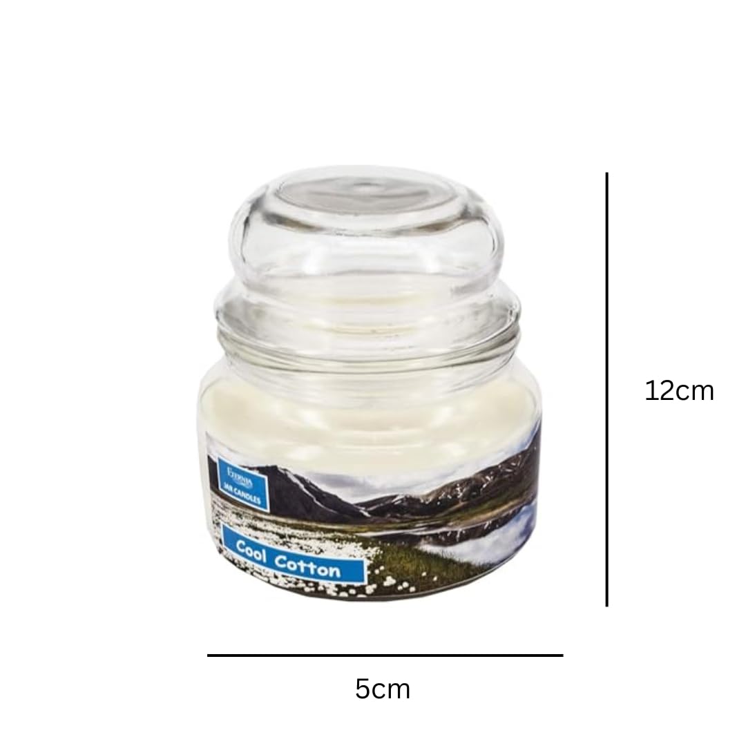 Eternia® Cool Cotton Scented Jar Candle – Clean Fresh Linen-Inspired Aroma in Glass Jar for Bedroom, Office, or Spa