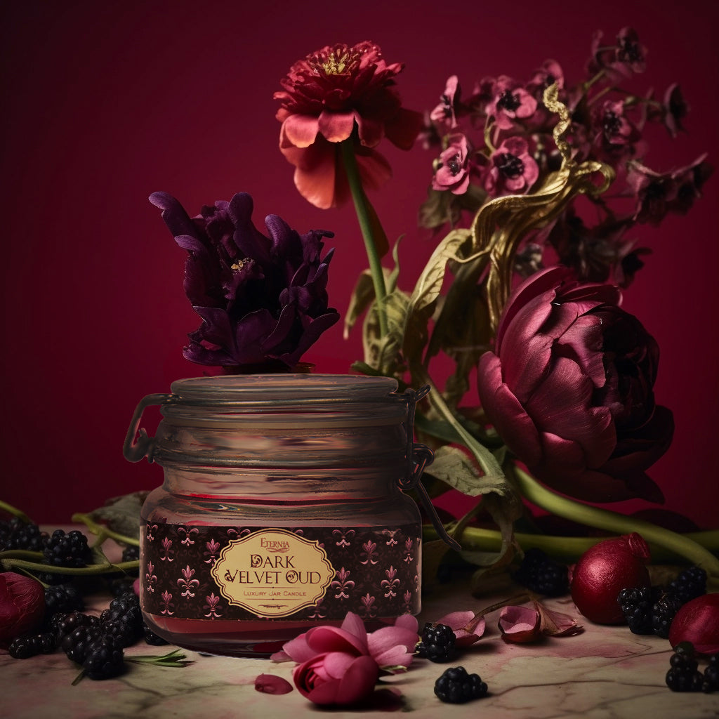 Eternia® Dark Velvet Oud 28-Hour Jar Candle – Elegant Home Décor & Gift for Birthdays, Weddings, and Parties