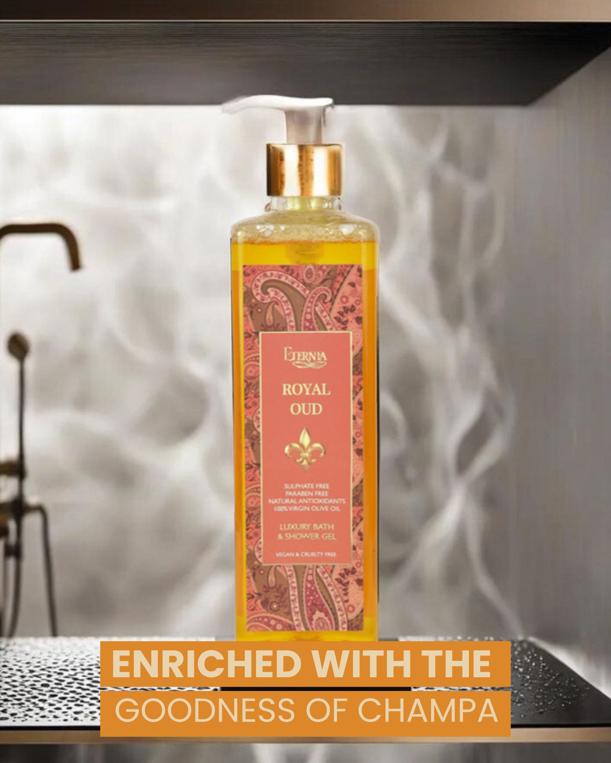 Eternia® Royal Oud Bath & Shower Gel - Sulphate Free & Cruelty-Free Daily Hydrating Cleanser - 500ml