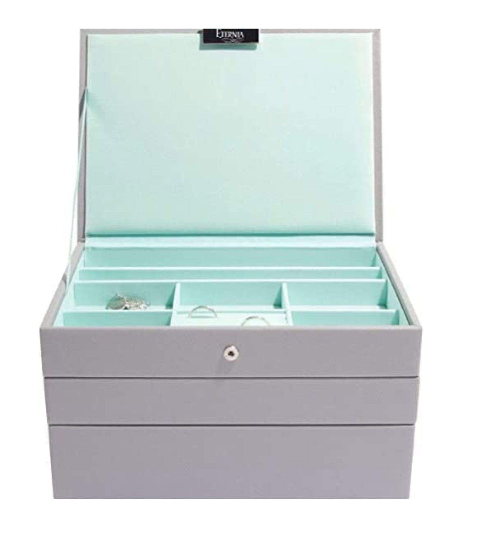 Eternia® Jewellery Box Vegan Leather Portable Classic Leatherette Layer Women's Storage Organizer Box - Set Of 3 - Rings And Earrings