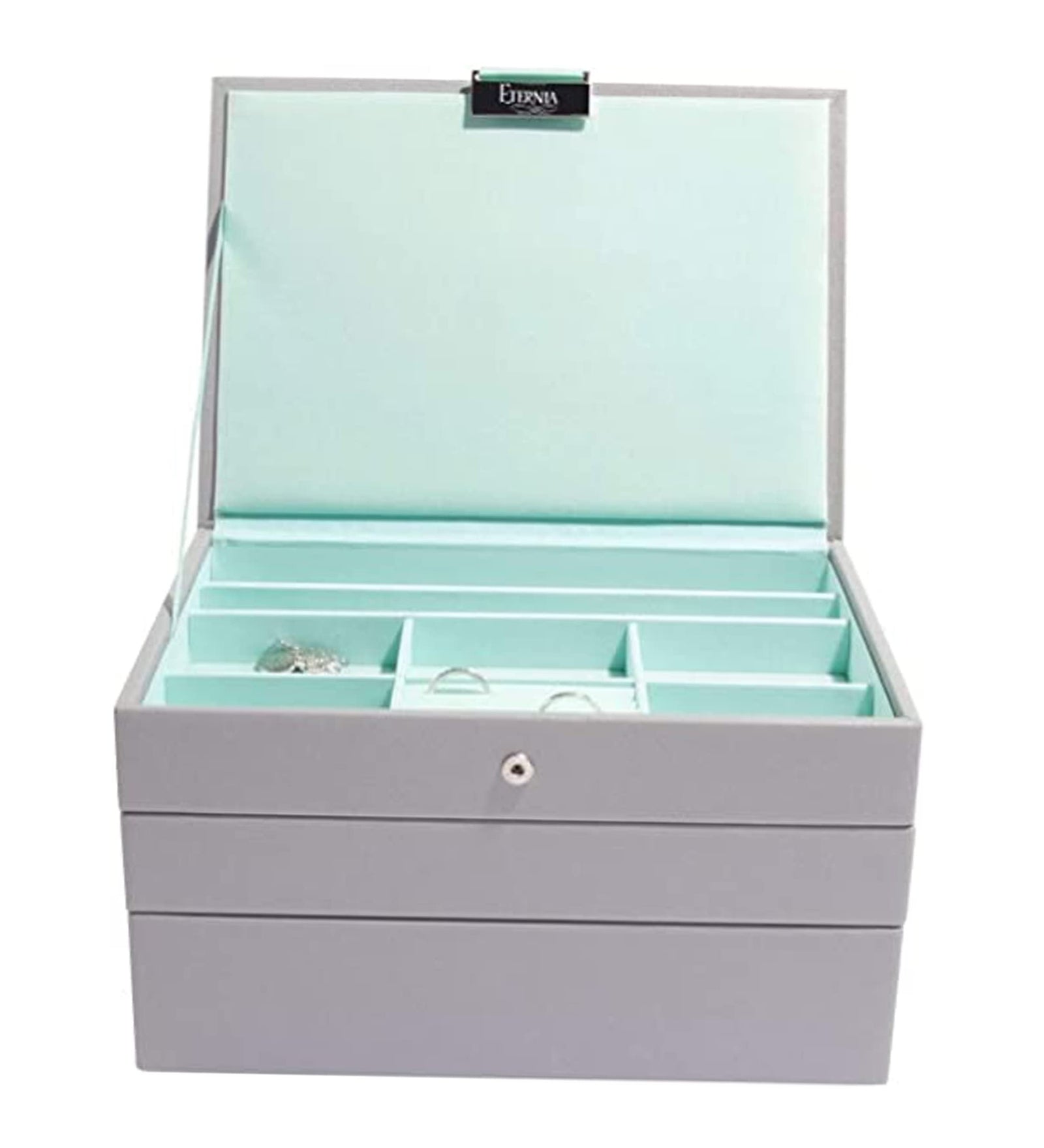 Eternia® Jewellery Box Vegan Leather Portable Classic Leatherette Layer Women's Storage Organizer Box - Set Of 3 - Rings And Bracelets