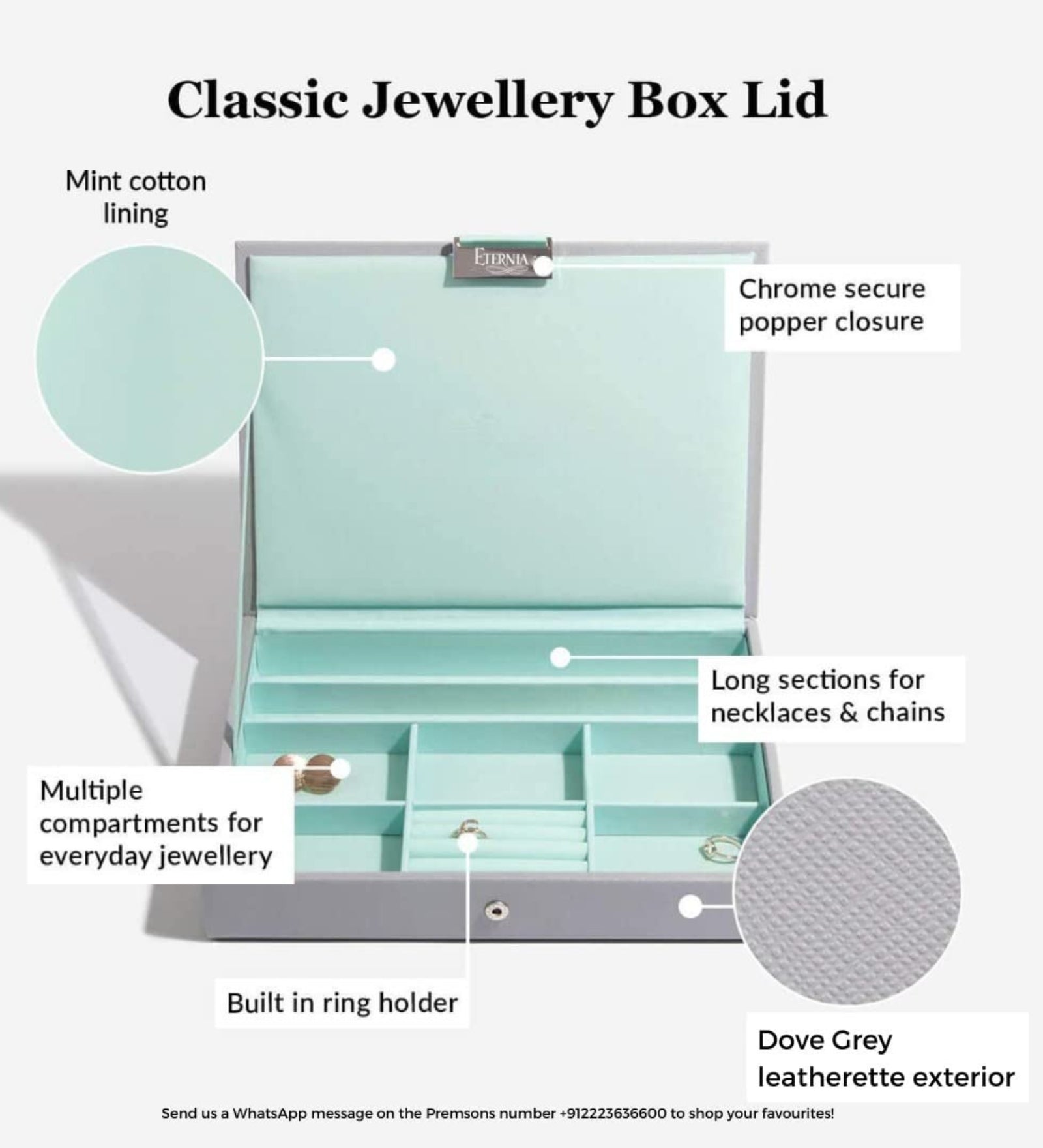 Eternia® Jewellery Box Vegan Leather Portable Classic Leatherette Layer Women's Storage Organizer Box - Set Of 3 - Rings And Bracelets