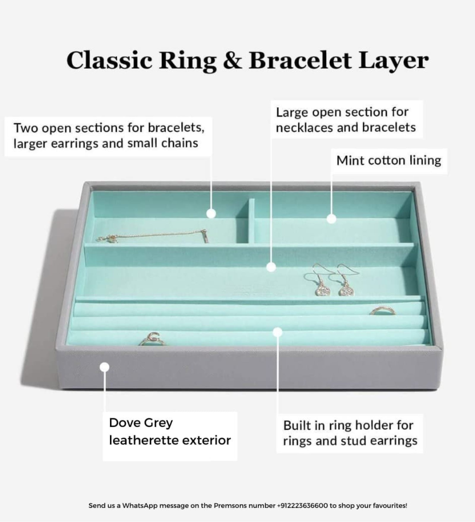 Eternia® Jewellery Box Vegan Leather Portable Classic Leatherette Layer Women's Storage Organizer Box - Set Of 3 - Rings And Bracelets