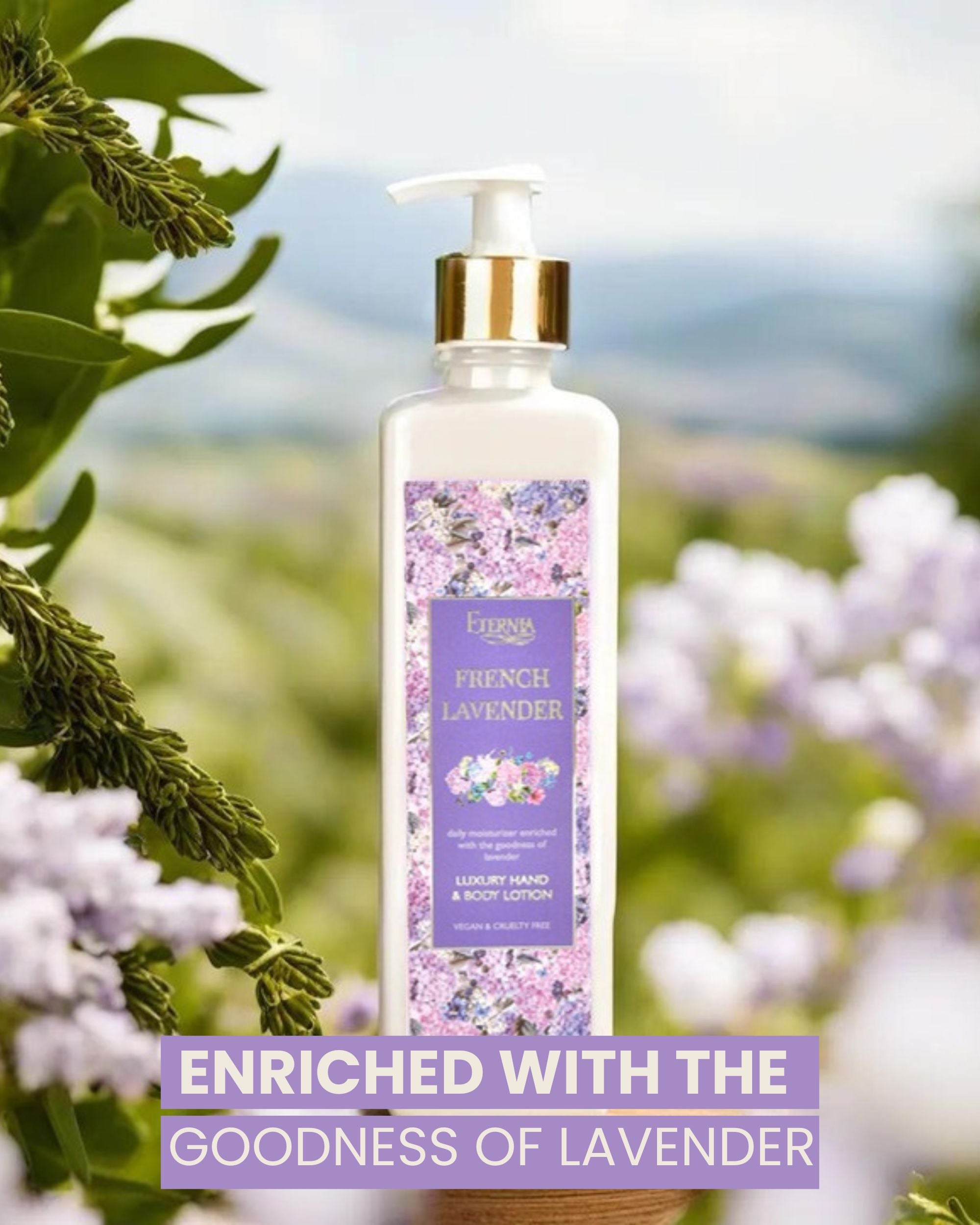 Eternia® French Lavender Hand & Body Lotion - Vegan & Cruelty-Free Daily Moisturizer - 500ml