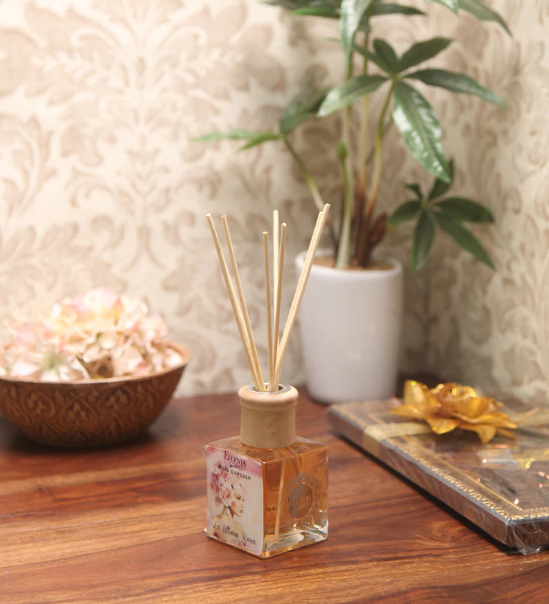 Eternia® La Ultima Rosa Reed Diffuser with Rattan Reed Sticks – Slow Release Subtle Long-Lasting Home Fragrance