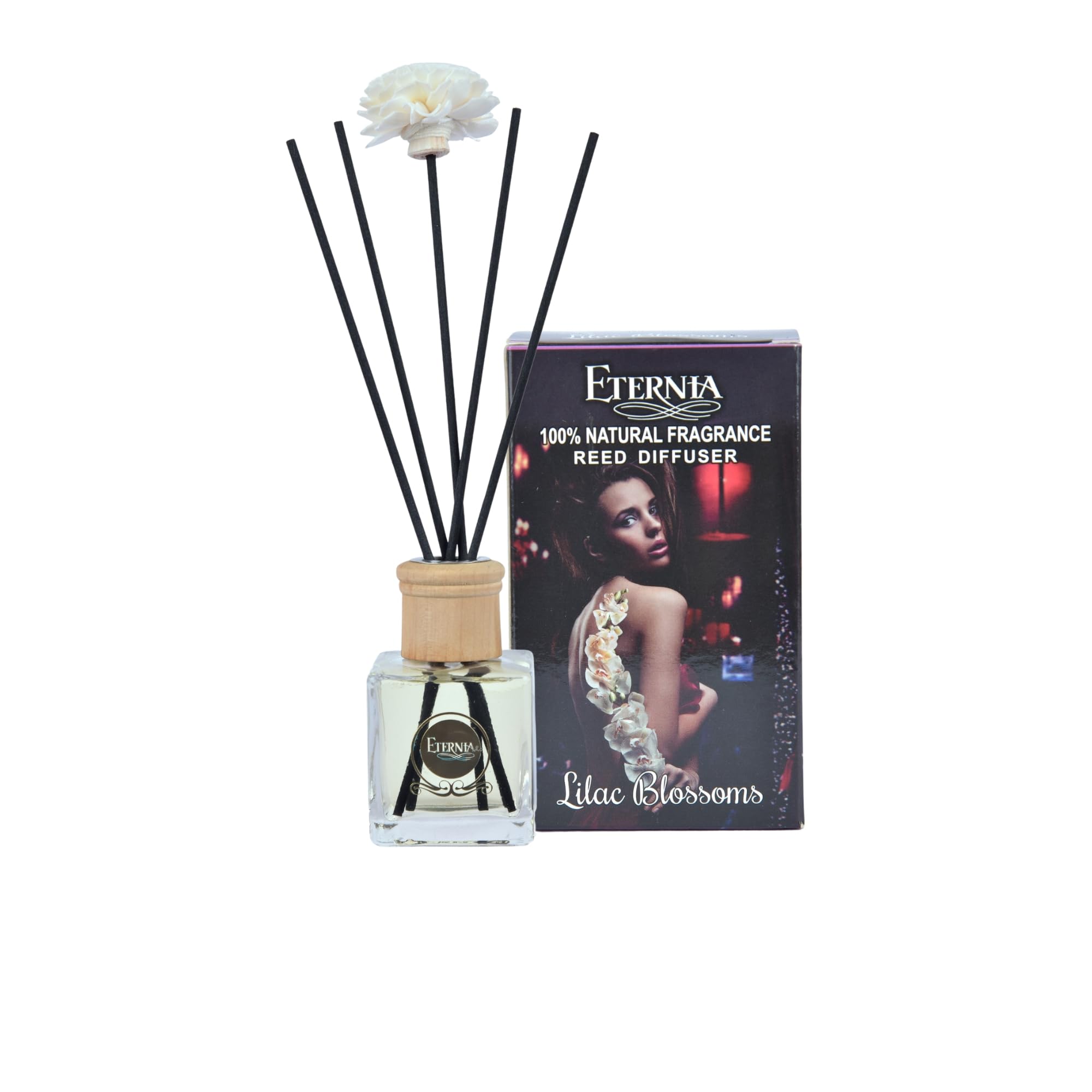 Eternia® Lilac Blossoms Reed Diffuser with Rattan Reed Sticks – Slow Release Subtle Long-Lasting Home Fragrance
