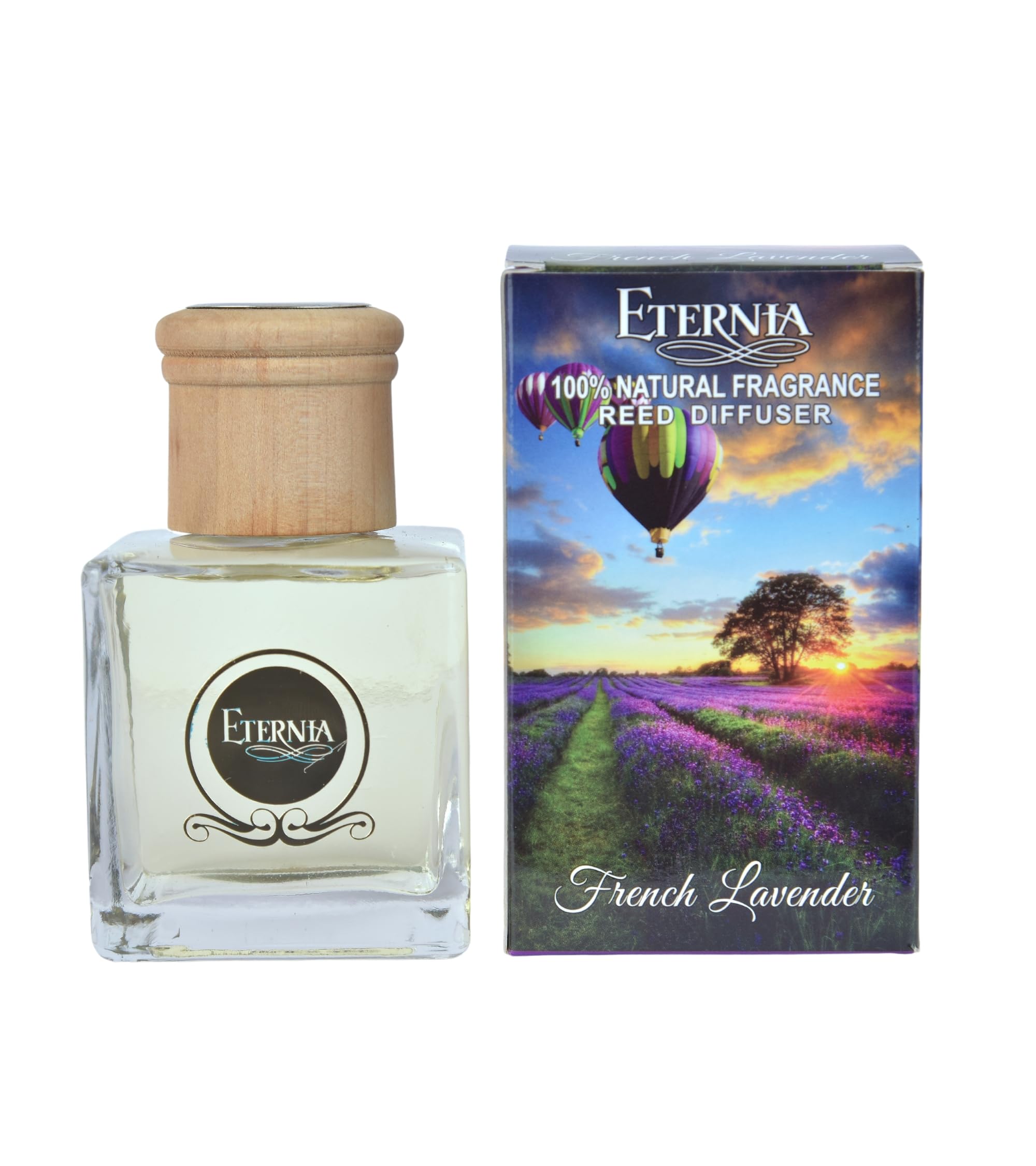 Eternia® French Lavender Reed Diffuser with Rattan Reed Sticks – Slow Release Subtle Long-Lasting Home Fragrance