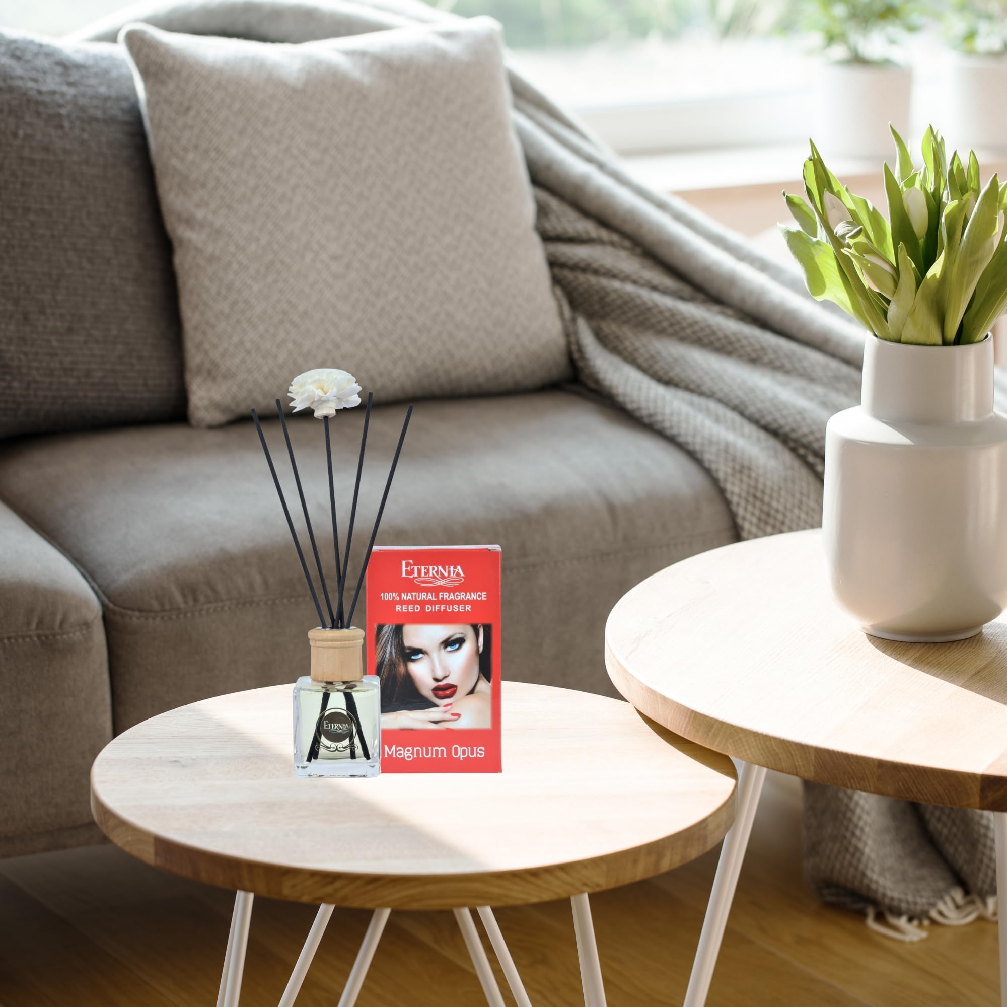 Eternia® Magnum Opus Reed Diffuser with Rattan Reed Sticks – Slow Release Subtle Long-Lasting Home Fragrance