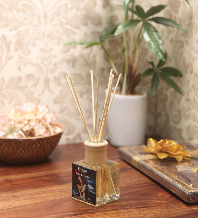 Eternia® Scents of the Sea Reed Diffuser with Rattan Reed Sticks – Slow Release Subtle Long-Lasting Home Fragrance