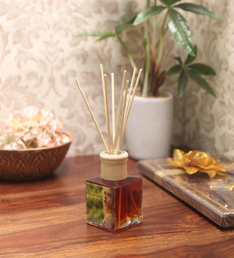 Eternia® Sweet Bliss Reed Diffuser with Rattan Reed Sticks – Slow Release Subtle Long-Lasting Home Fragrance