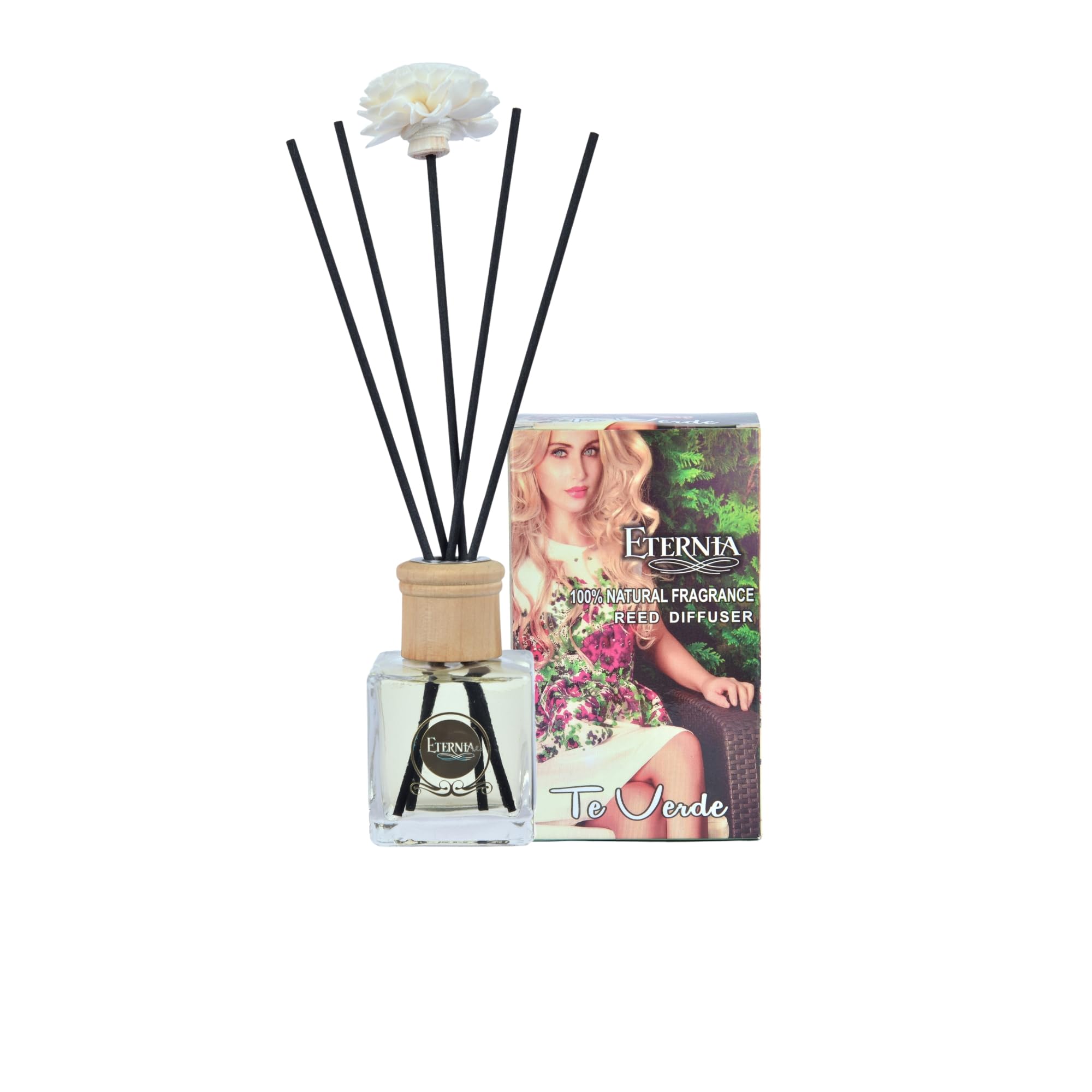 Eternia® Te Verde Reed Diffuser with Rattan Reed Sticks – Slow Release Subtle Long-Lasting Home Fragrance