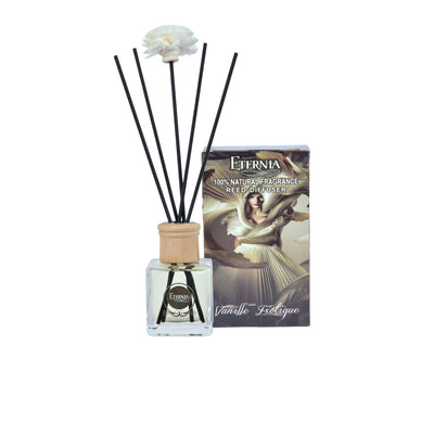 Eternia® Vanille Exotique Reed Diffuser with Rattan Reed Sticks – Slow Release Subtle Long-Lasting Home Fragrance