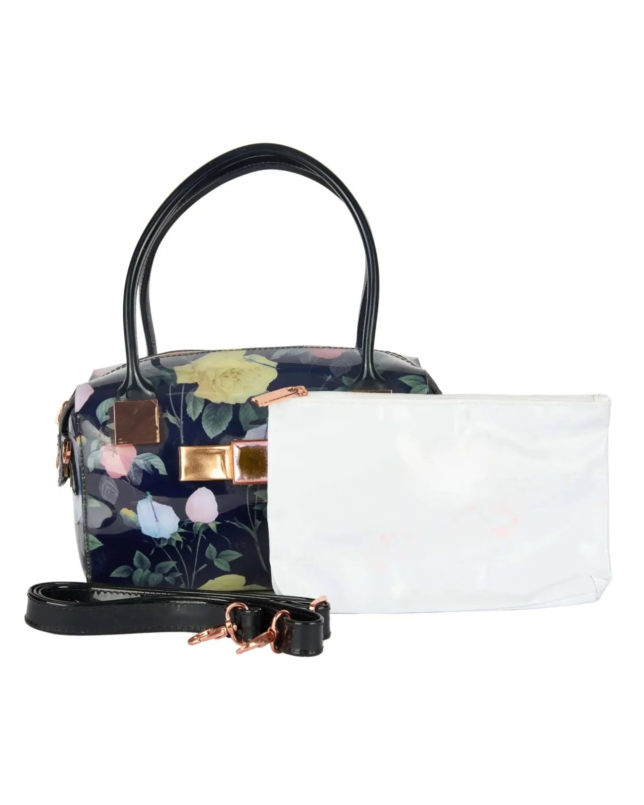 Eternia® 2-in-1 Premium Floral Handbag Set – Large Structured Tote with Water-Resistant Finish & Removable Inner Pouch - Twilight Garden Bloom