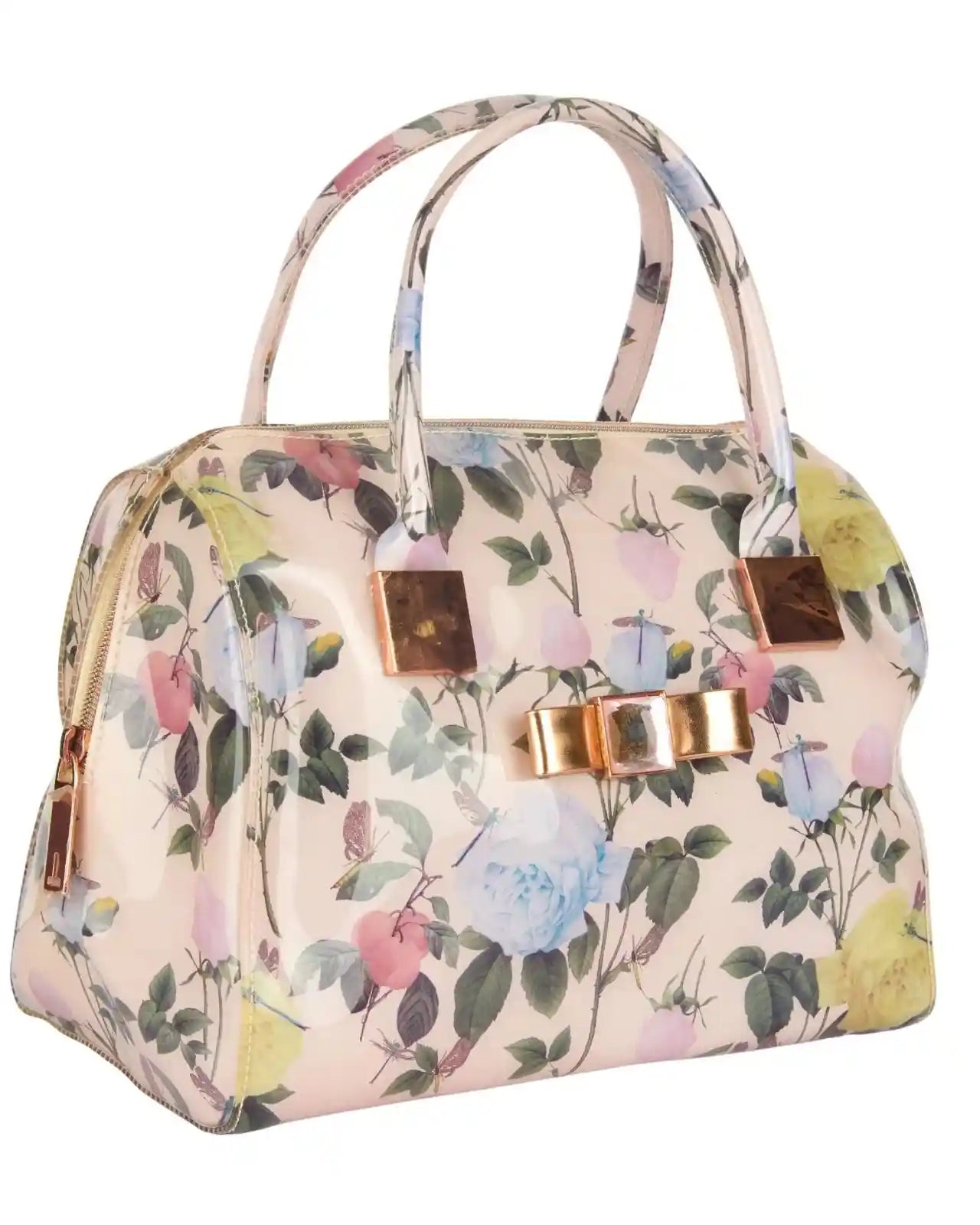 Eternia® 2-in-1 Premium Floral Handbag Set – Large Structured Tote with Water-Resistant Finish & Removable Inner Pouch - Ivory Garden Bloom