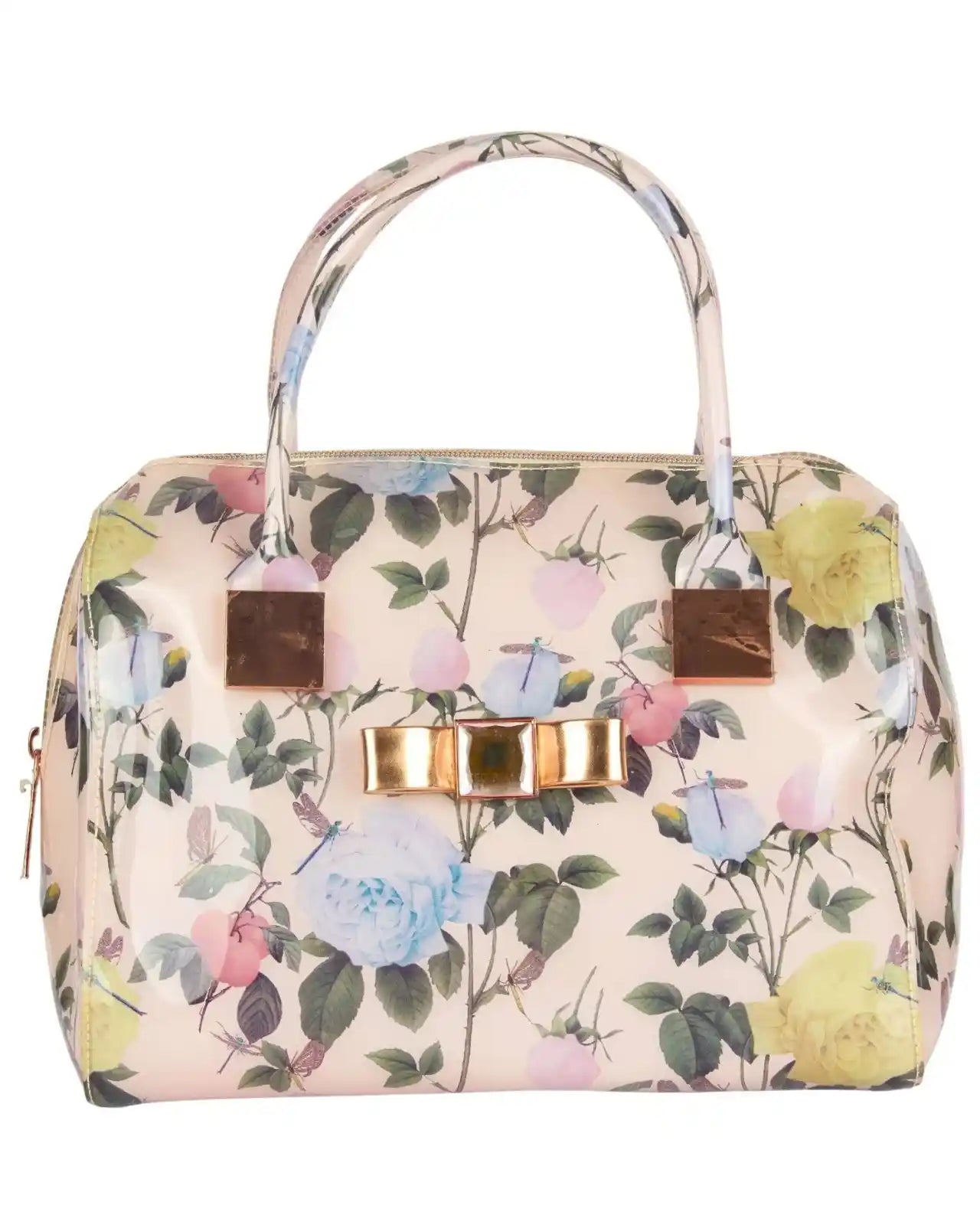 Eternia® 2-in-1 Premium Floral Handbag Set – Large Structured Tote with Water-Resistant Finish & Removable Inner Pouch - Ivory Garden Bloom