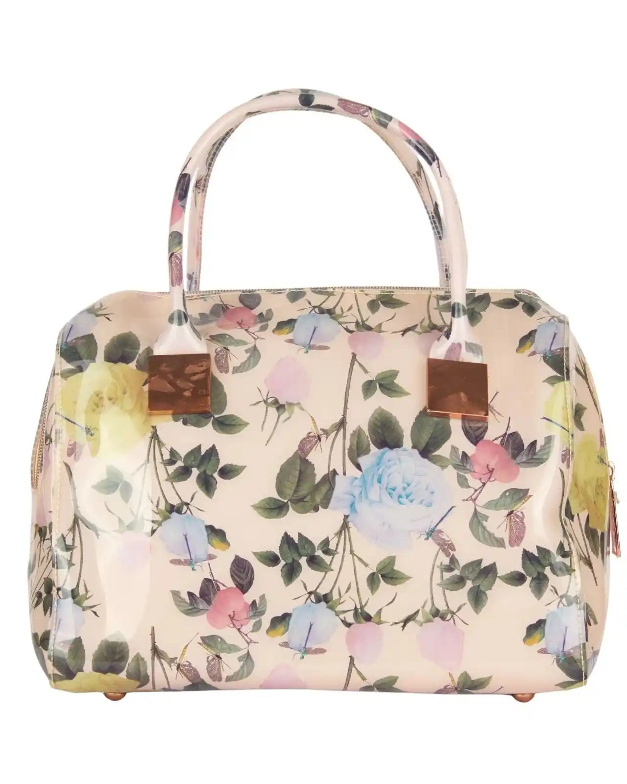Eternia® 2-in-1 Premium Floral Handbag Set – Large Structured Tote with Water-Resistant Finish & Removable Inner Pouch - Ivory Garden Bloom