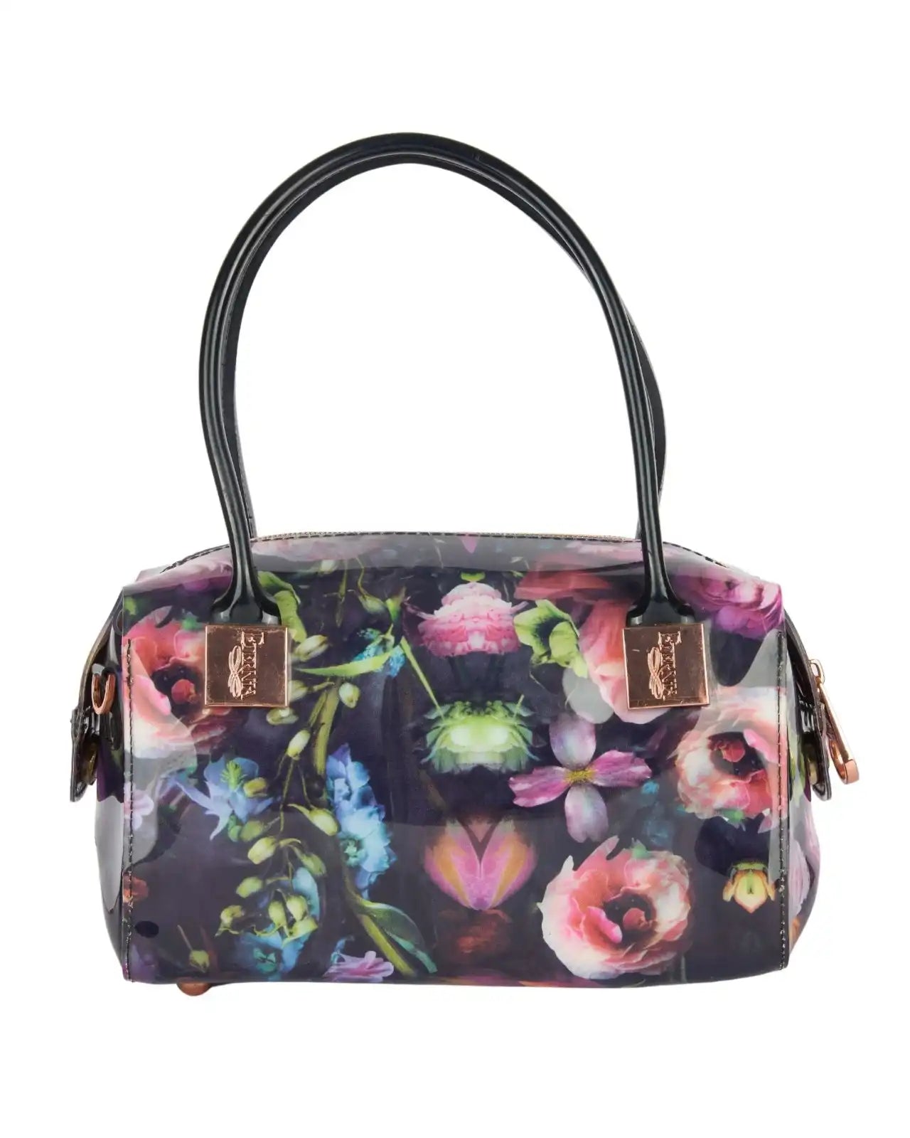 Eternia® Floral Structured Handbag – Water-Resistant Large Purse with Magnetic Flap, Premium Faux Leather & Detachable Strap - Midnight Muse