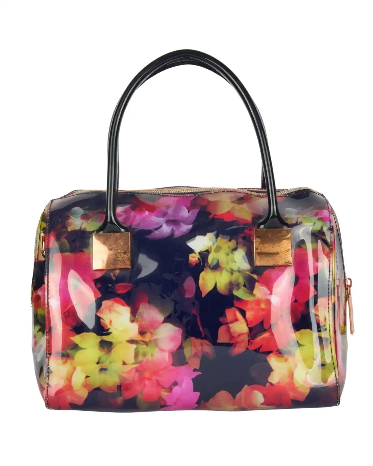 Eternia® Floral Structured Handbag – Water-Resistant Large Purse with Magnetic Flap, Premium Faux Leather & Detachable Strap - Noir Garden - XL
